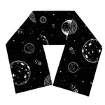 Black And White Planets Pattern Print Scarf