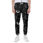 Black And White Planets Pattern Print Scuba Joggers