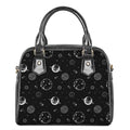 Black And White Planets Pattern Print Shoulder Handbag