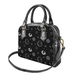 Black And White Planets Pattern Print Shoulder Handbag