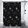 Black And White Planets Pattern Print Shower Curtain