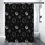 Black And White Planets Pattern Print Shower Curtain