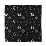 Black And White Planets Pattern Print Silk Bandana