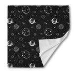 Black And White Planets Pattern Print Silk Bandana