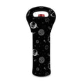 Black And White Planets Pattern Print Single Neoprene Wine Tote