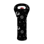 Black And White Planets Pattern Print Single Neoprene Wine Tote