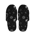 Black And White Planets Pattern Print Slippers