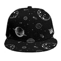 Black And White Planets Pattern Print Snapback Cap