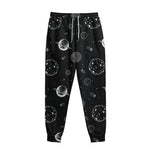 Black And White Planets Pattern Print Sweatpants