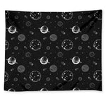 Black And White Planets Pattern Print Tapestry