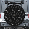 Black And White Planets Pattern Print Tire Cover With Camera Hole