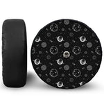 Black And White Planets Pattern Print Tire Cover With Camera Hole