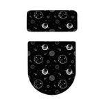 Black And White Planets Pattern Print Toilet Lid And Tank Cover Set