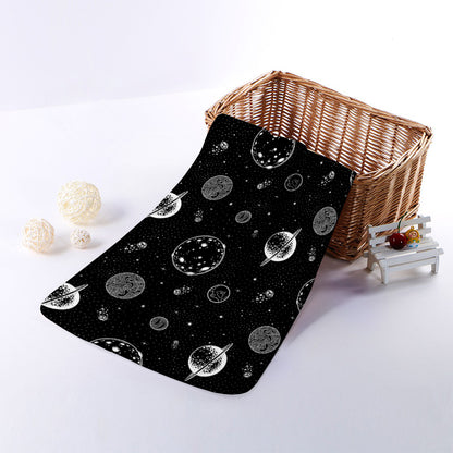 Black And White Planets Pattern Print Towel