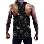Black And White Planets Pattern Print Training Tank Top