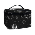 Black And White Planets Pattern Print Travel Makeup Bag