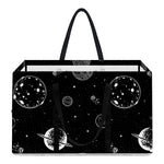 Black And White Planets Pattern Print Utility Tote Bag