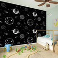 Black And White Planets Pattern Print Wall Sticker