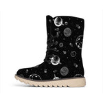 Black And White Planets Pattern Print Winter Boots