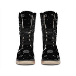 Black And White Planets Pattern Print Winter Boots