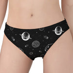 Black And White Planets Pattern Print Women's Panties