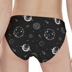 Black And White Planets Pattern Print Women's Panties