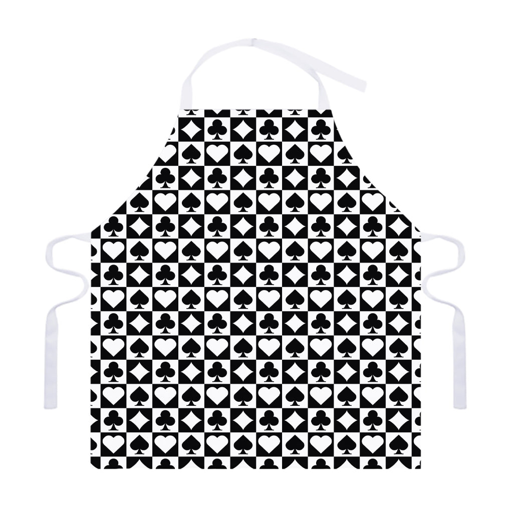 Black And White Playing Card Suits Print Adjustable Apron