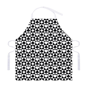 Black And White Playing Card Suits Print Adjustable Apron