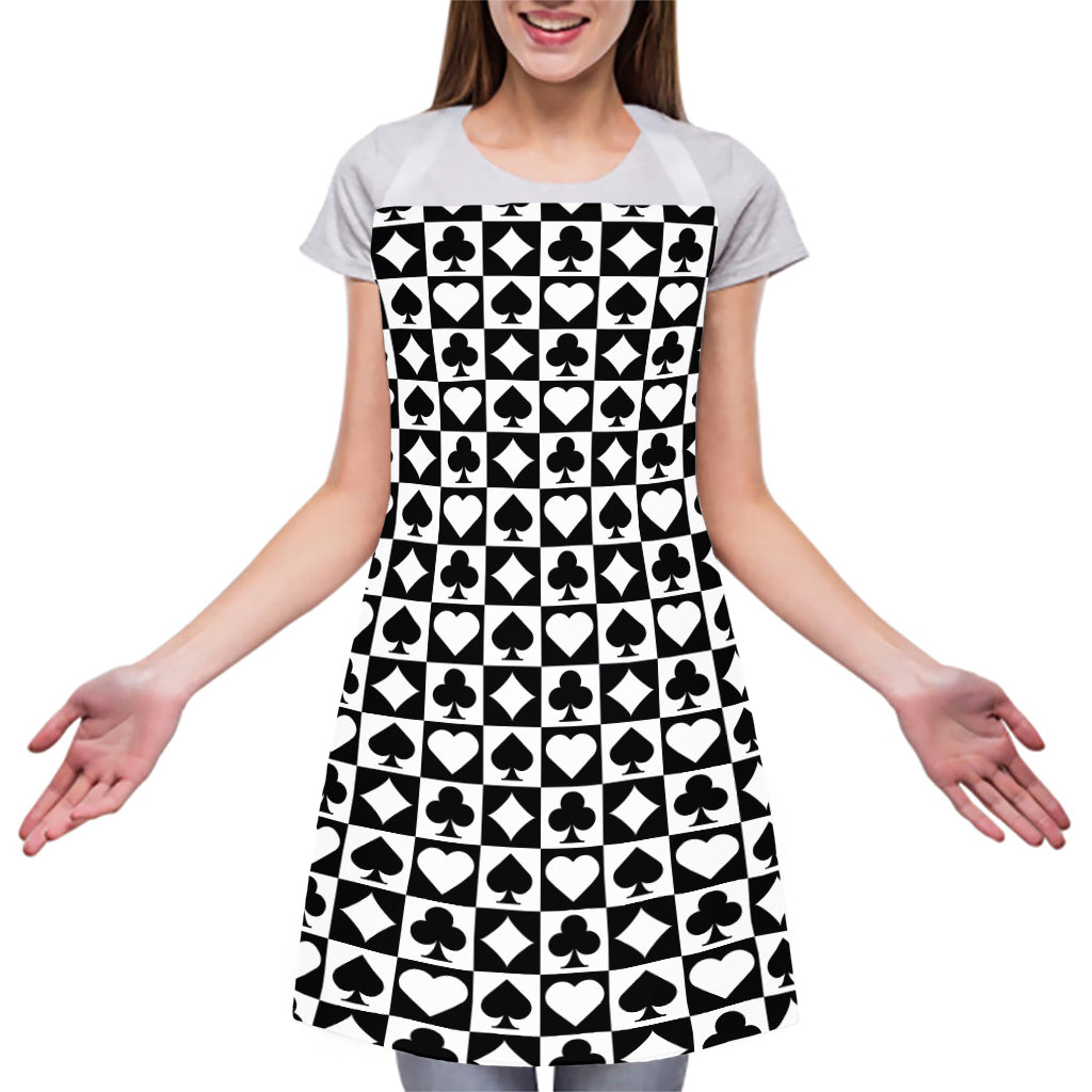 Black And White Playing Card Suits Print Adjustable Apron