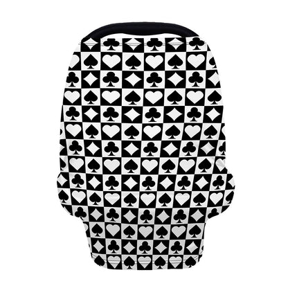 Black And White Playing Card Suits Print Baby Seat Cover