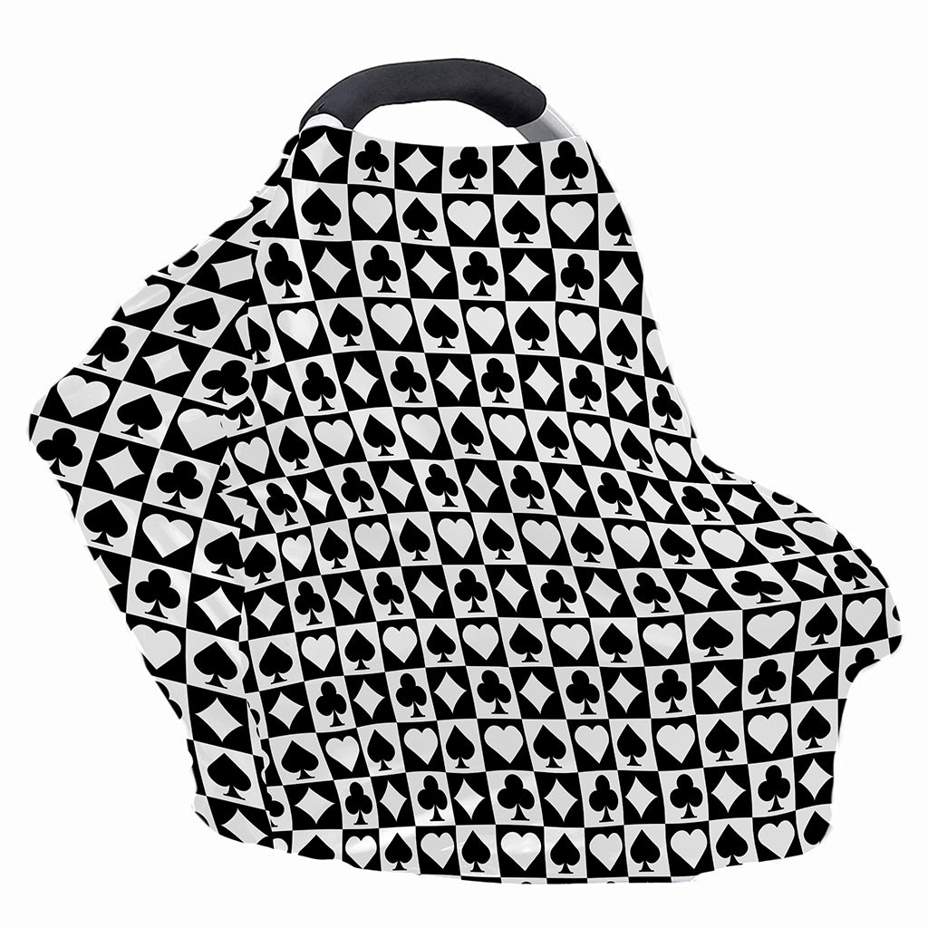 Black And White Playing Card Suits Print Baby Seat Cover