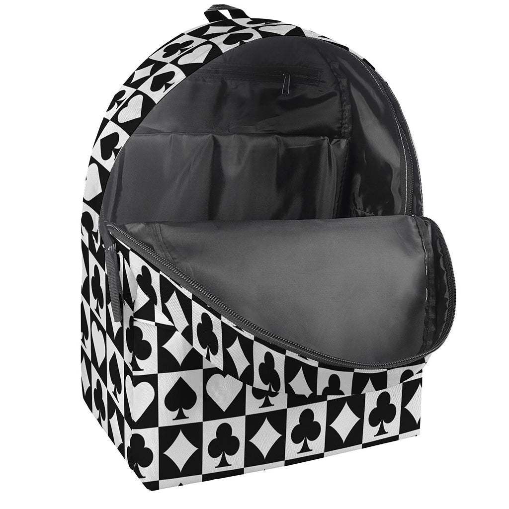 Black And White Playing Card Suits Print Backpack