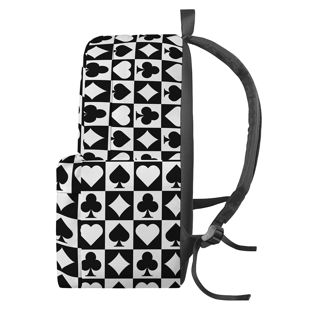 Black And White Playing Card Suits Print Backpack