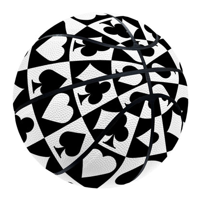 Black And White Playing Card Suits Print Basketball