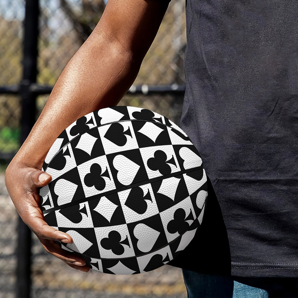 Black And White Playing Card Suits Print Basketball