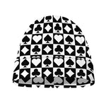 Black And White Playing Card Suits Print Beanie
