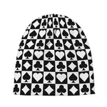 Black And White Playing Card Suits Print Beanie