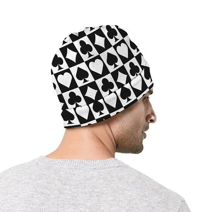 Black And White Playing Card Suits Print Beanie