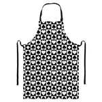 Black And White Playing Card Suits Print Bib Apron With Pocket