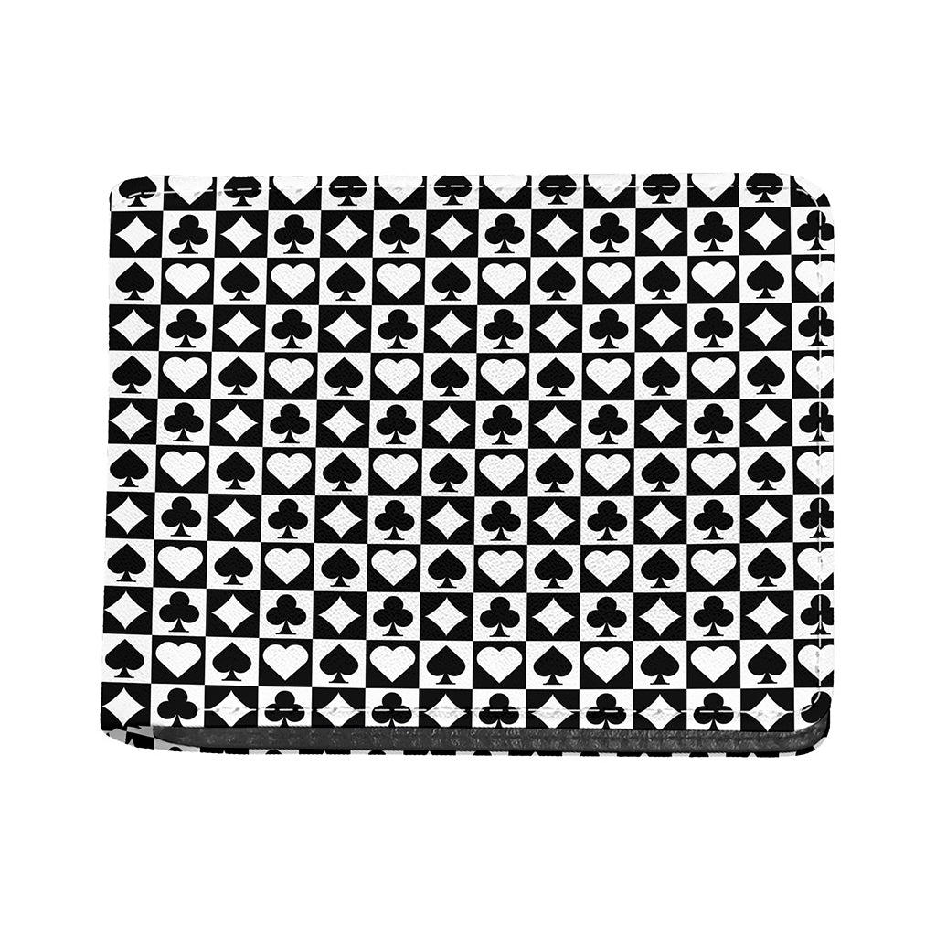 Black And White Playing Card Suits Print Bifold Wallet