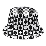 Black And White Playing Card Suits Print Bucket Hat