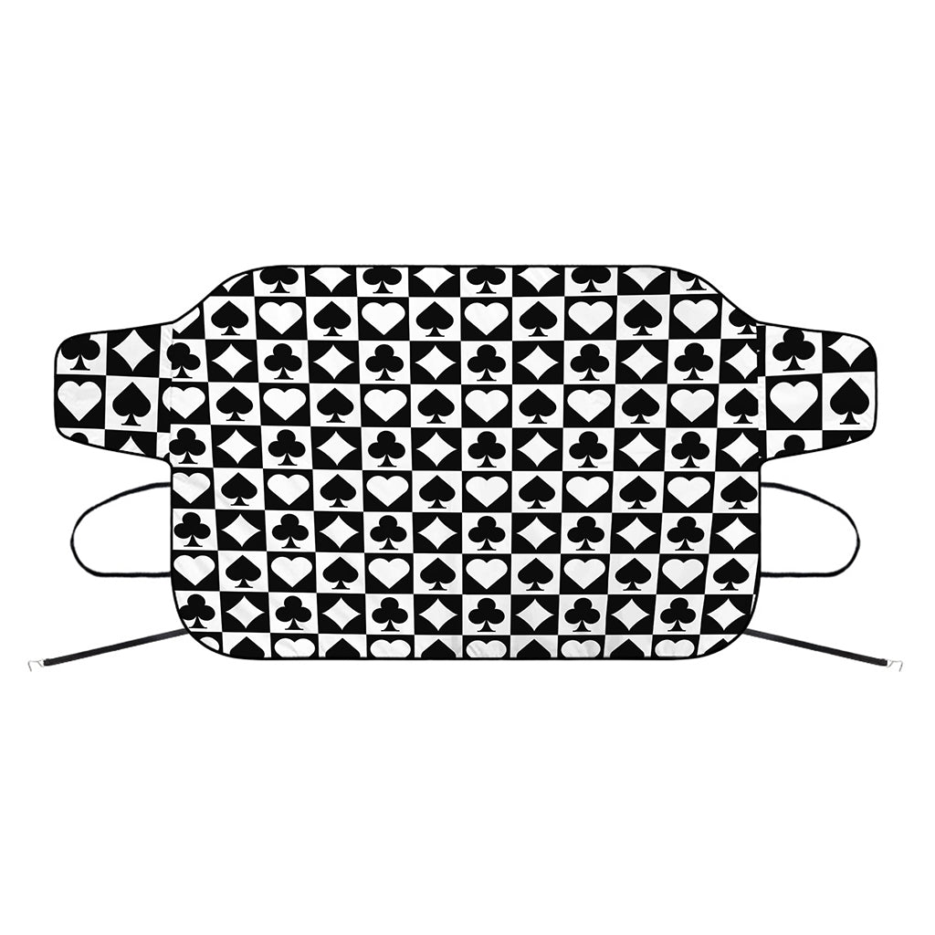 Black And White Playing Card Suits Print Car Windshield Snow Cover