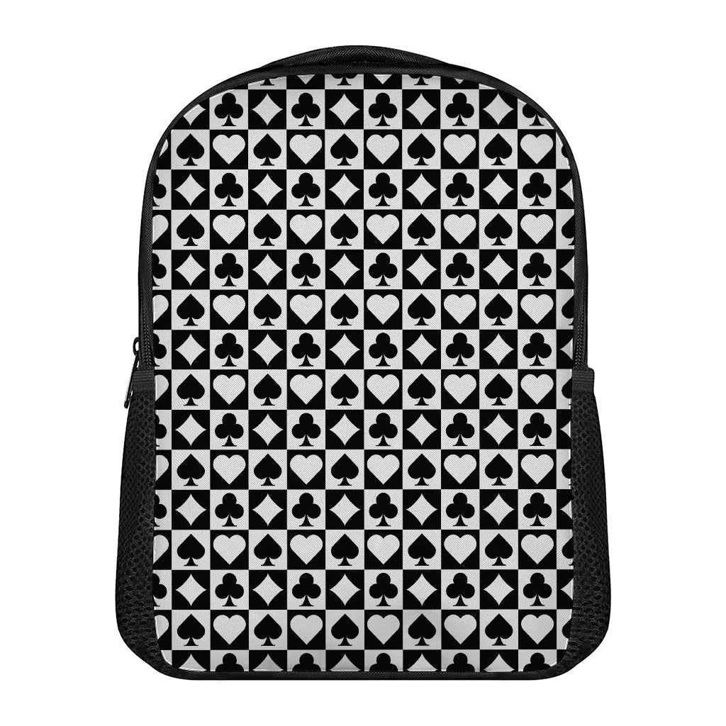 Black And White Playing Card Suits Print Casual Backpack