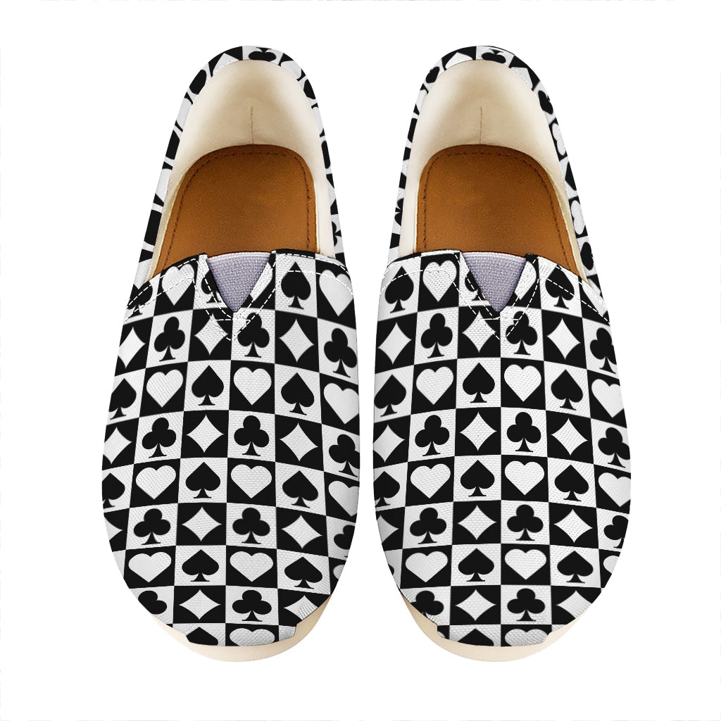 Black And White Playing Card Suits Print Casual Shoes