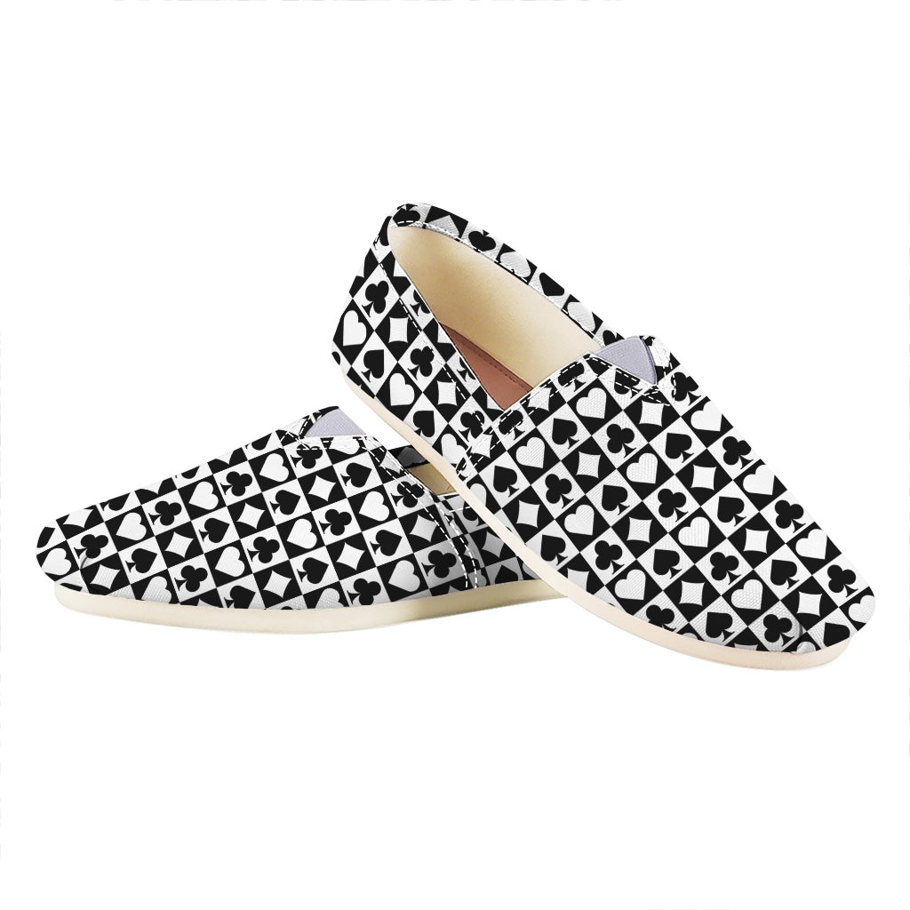 Black And White Playing Card Suits Print Casual Shoes
