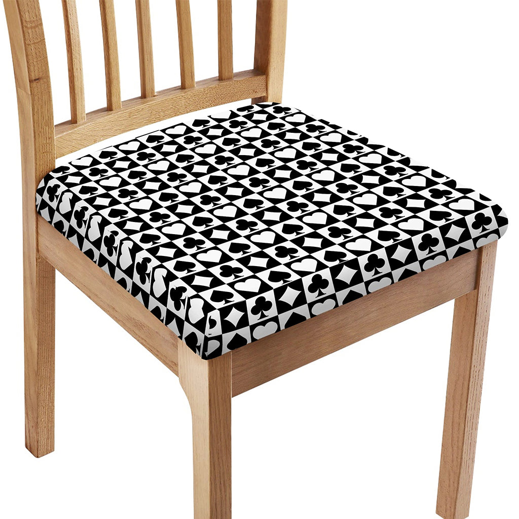 Black And White Playing Card Suits Print Chair Cushion Cover