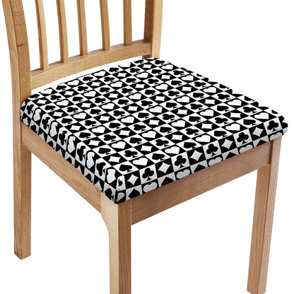 Black And White Playing Card Suits Print Chair Cushion Cover
