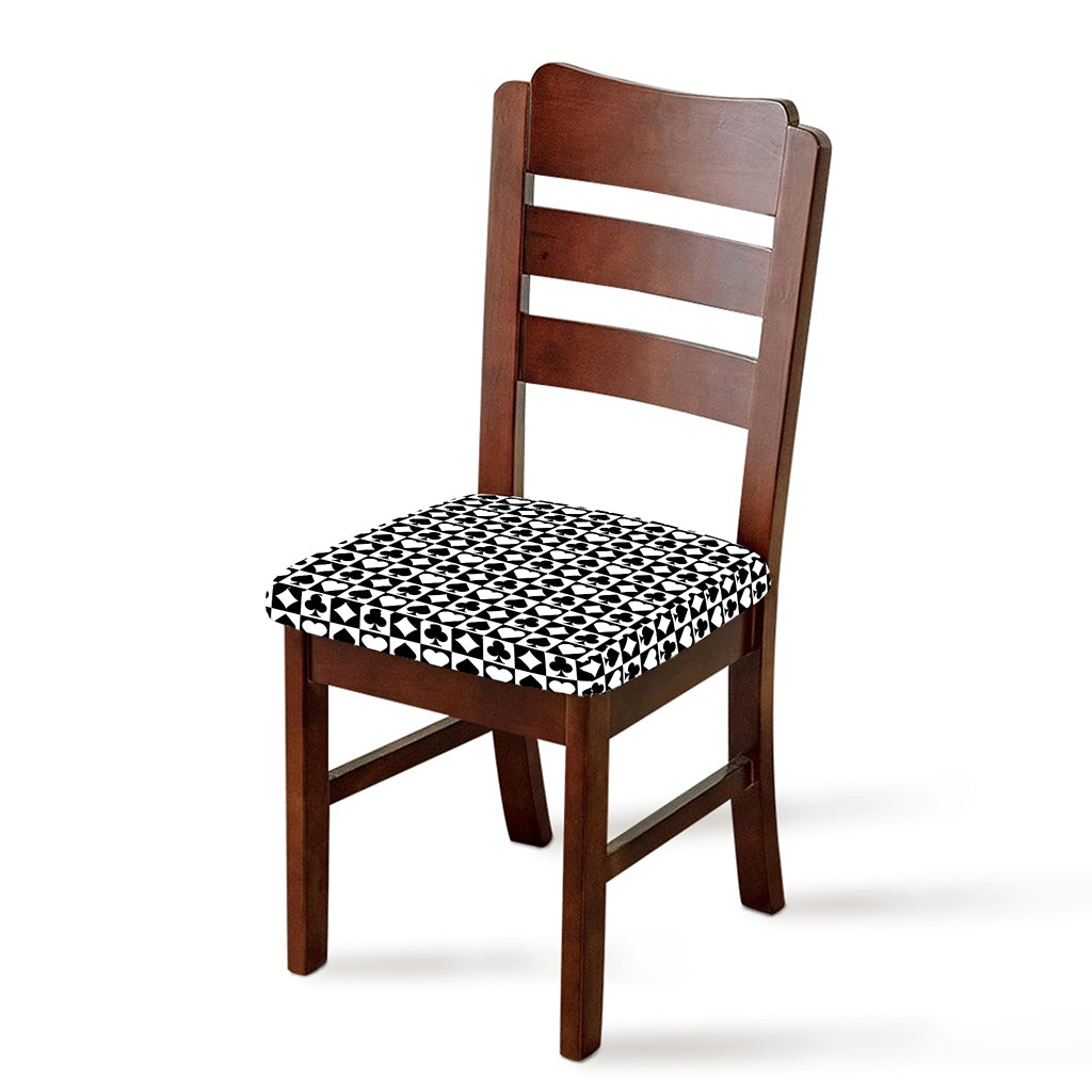 Black And White Playing Card Suits Print Chair Cushion Cover