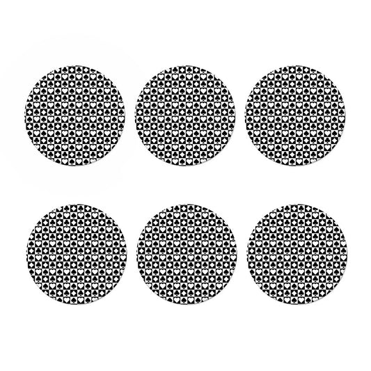 Black And White Playing Card Suits Print Coaster Set