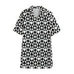 Black And White Playing Card Suits Print Cotton Hawaiian Shirt